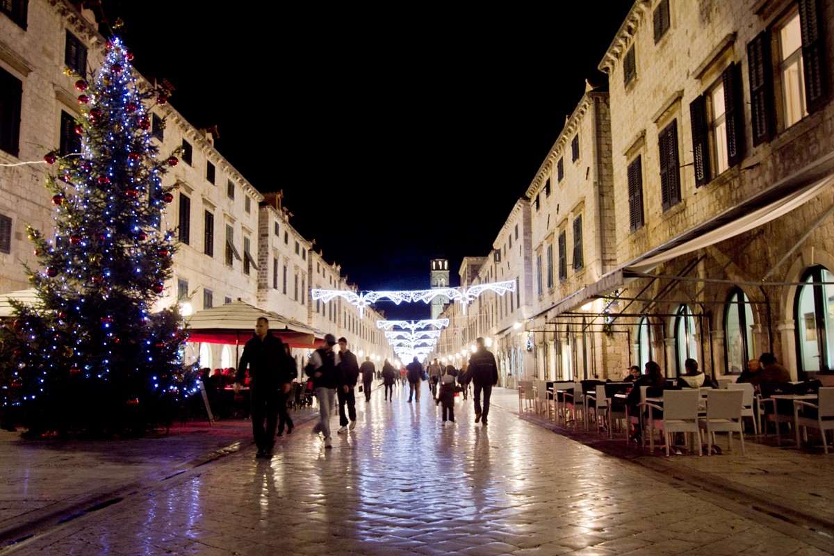 Magic lights on Stradun, Dubrovnik