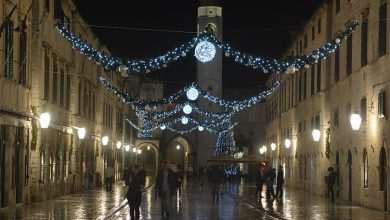 First Christmas light decorations on Stradun! 1 Christmas lights