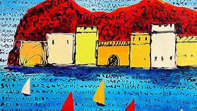 1 Seaside city acrylics on linen canvas size 100 x 100 cm by Capt.Stjepko Mamic